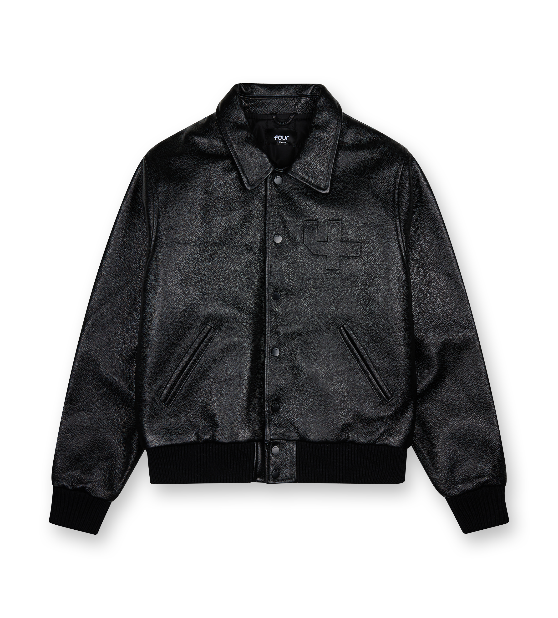 Leather Varsity Jacket All Black