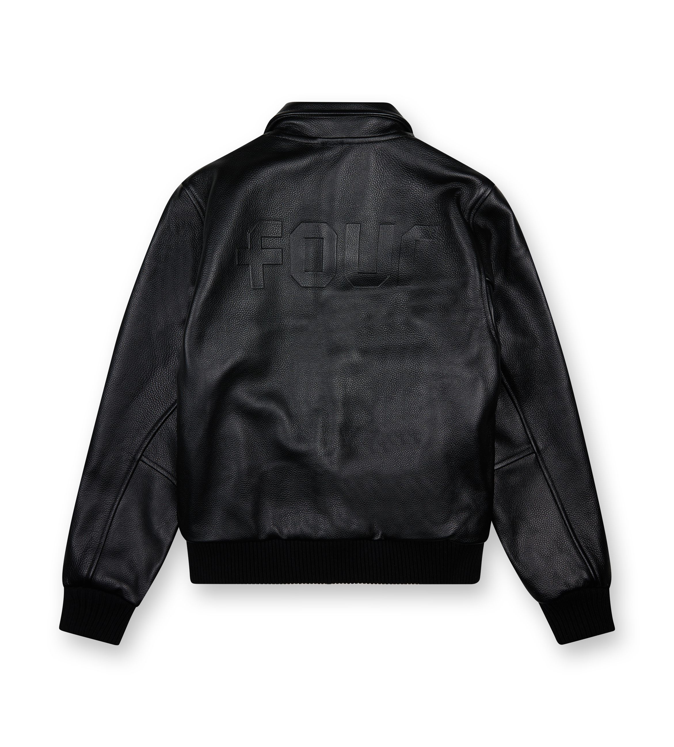 Leather Varsity Jacket All Black