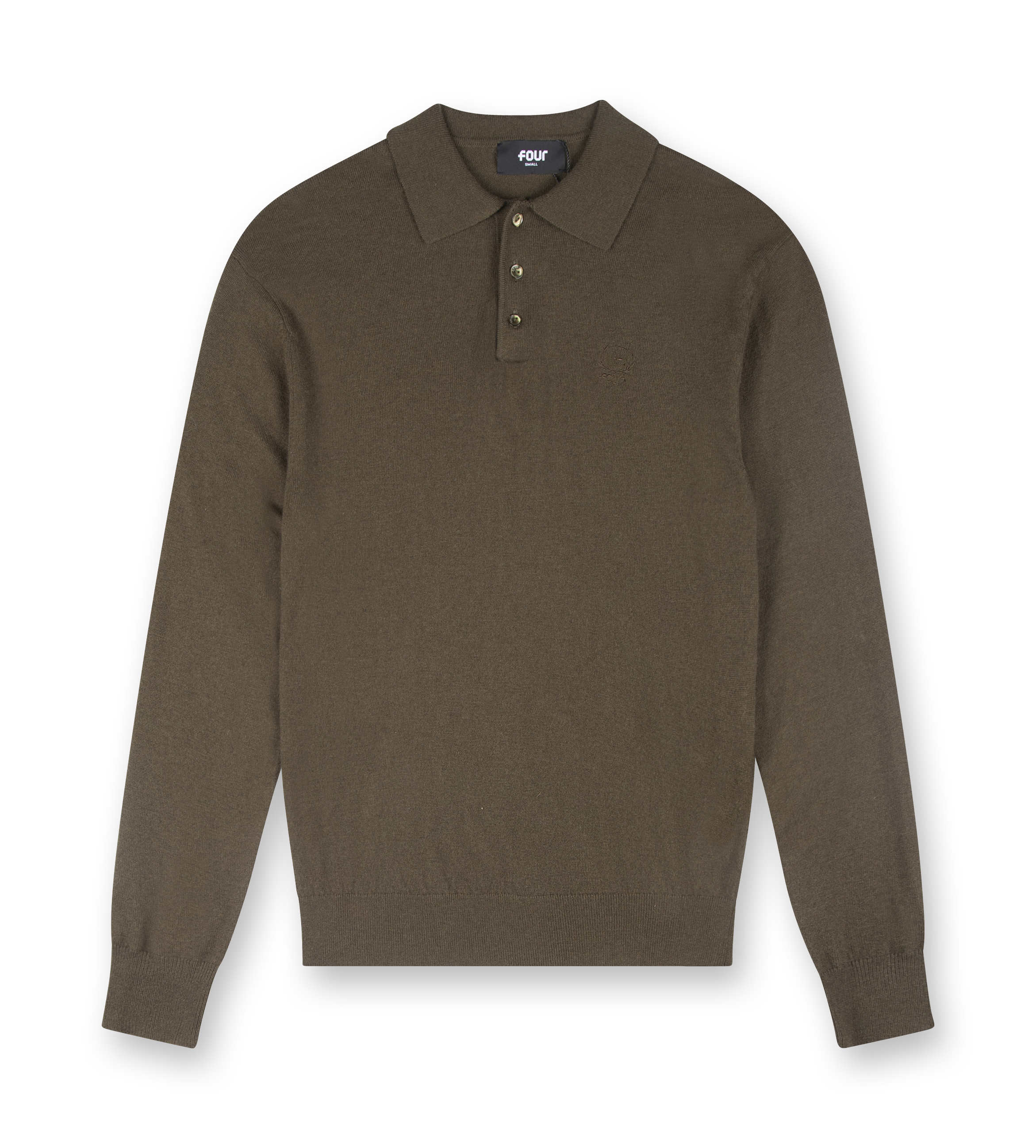 Knitted Long Sleeve Polo Green