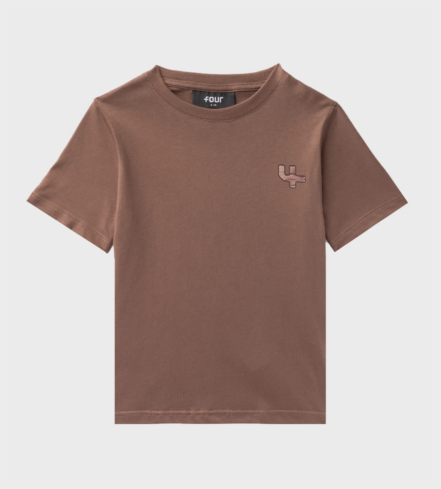 Kids Outline Logo T-shirt Coffee Quartz